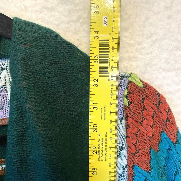 Double Zero Large Jacket Green Weave Multicolor‎ Open Knit Cardigan - Picture 6 of 8